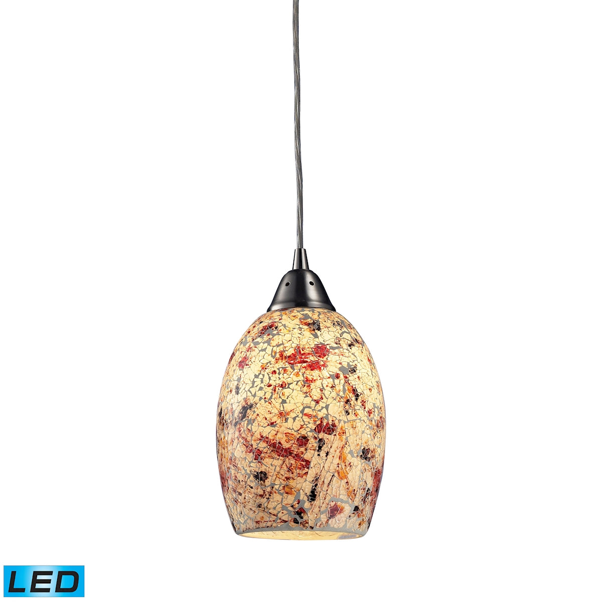 ELK Lighting 73011-1-LED - Avalon 5" Wide 1-Light Mini Pendant in Satin Nickel with Multi-colored Cr