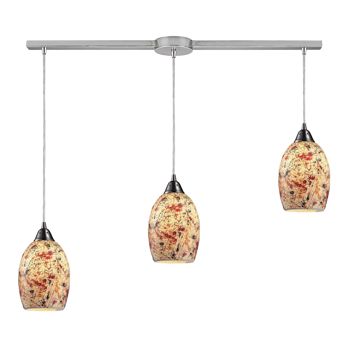 ELK Lighting 73011-3L - Avalon 5" Wide 3-Light Linear Pendant Fixture in Satin Nickel with Multi-col