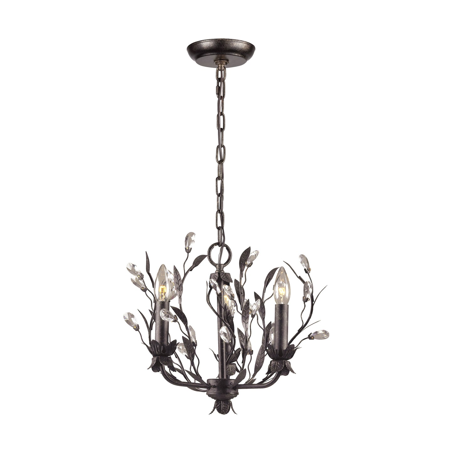 ELK Lighting 2249225 - Circeo 16" Wide 3-Light Chandelier in Deep Rust with Crystal