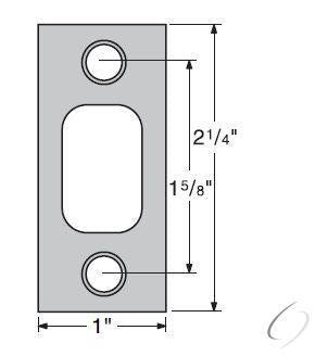 85072-020 1" x 2-1/4" Square Corner Deadbolt Strike Bright Brass Finish