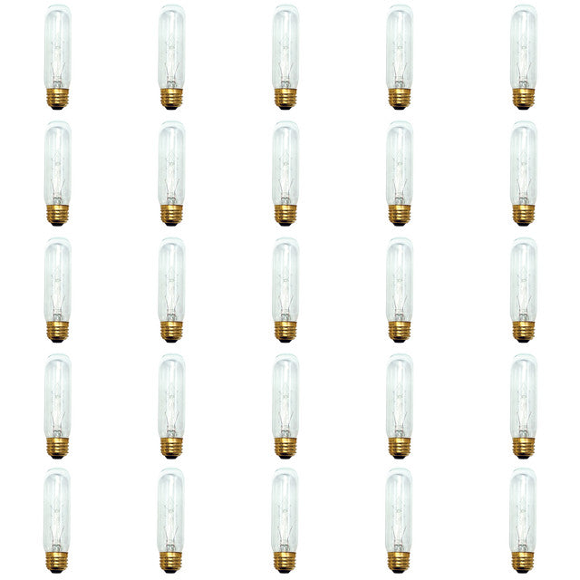 704125 - Tubular T10 Showcase, Aquarium Clear Light Bulb - 25 Watt - 25 Pack