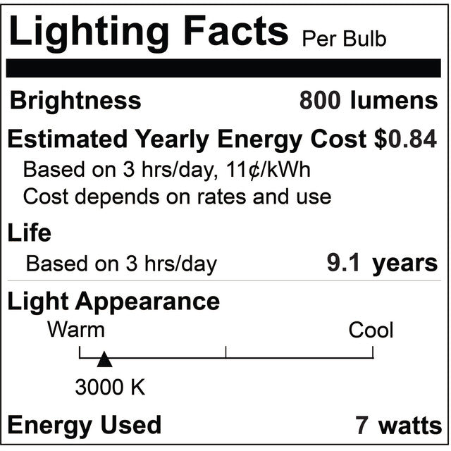 776689 - Filaments Dimmable A19 LED Light Bulb - 7 Watt - 3000K - 8 Pack