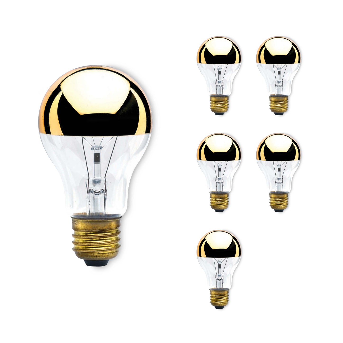 712416 - Globe G25 Half Gold Light Bulb - 60 Watt - 6 Pack