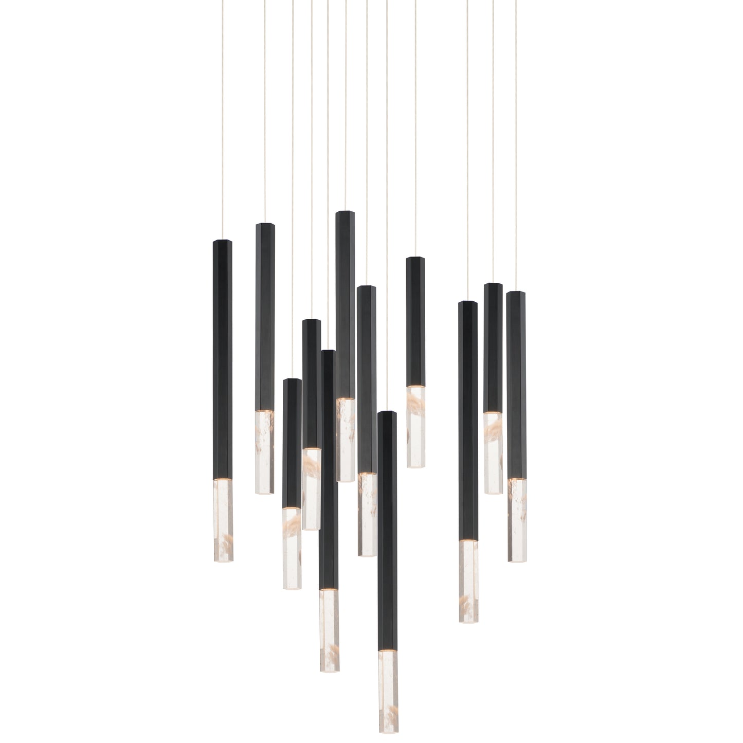 E11032-95BK - 12 Light Diaphane 28" Chandelier - Black