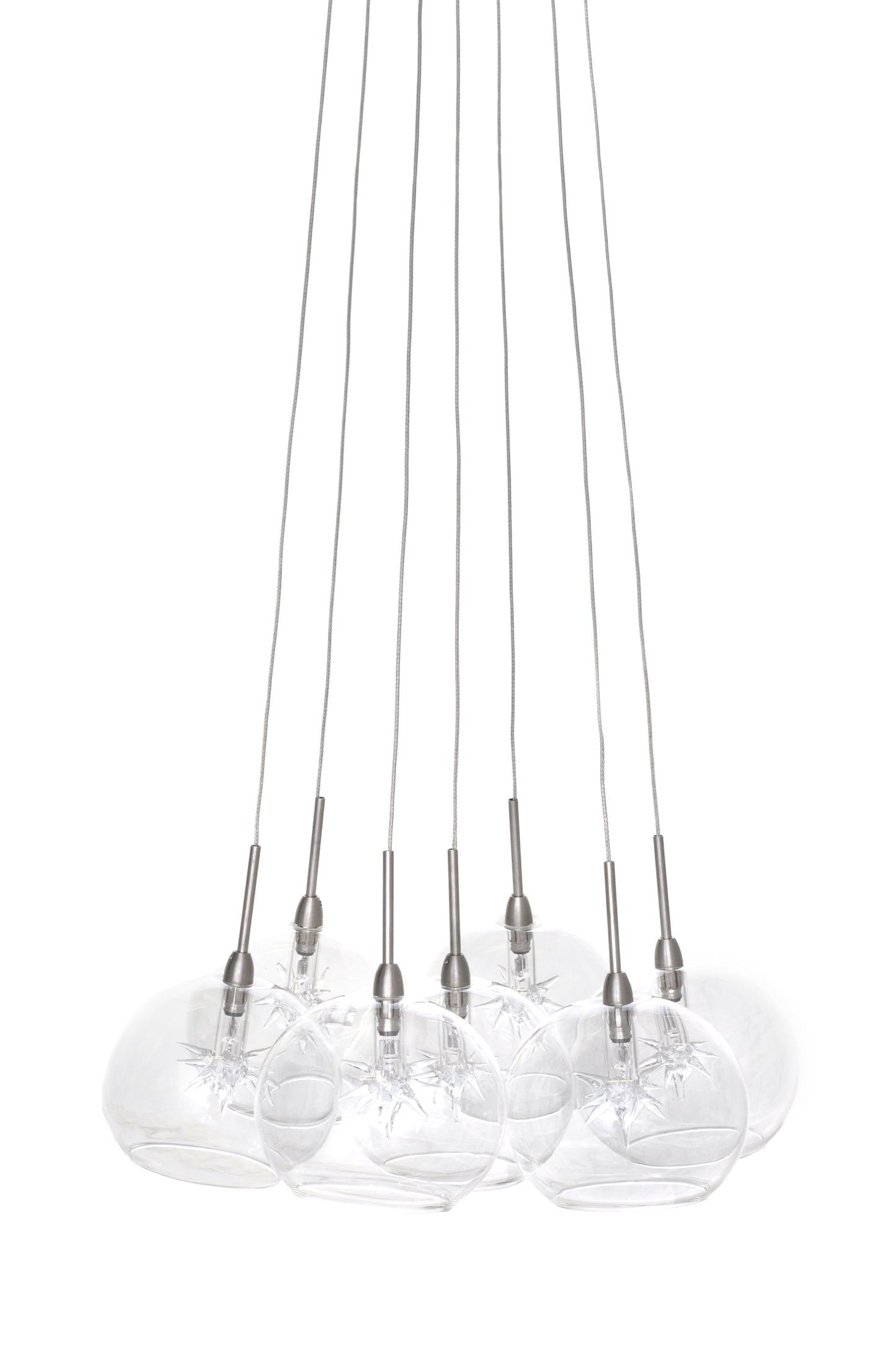 E20114-24 - 7 Light Starburst 12" Chandelier - Satin Nickel