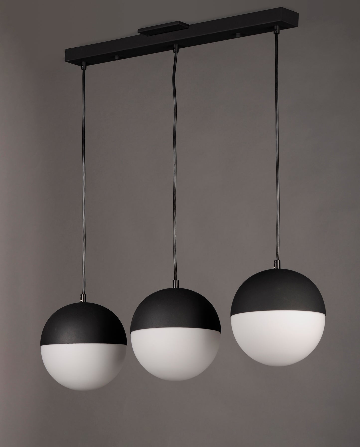 E20363-92BK - 3 Light Half Moon 30" Chandelier - Black