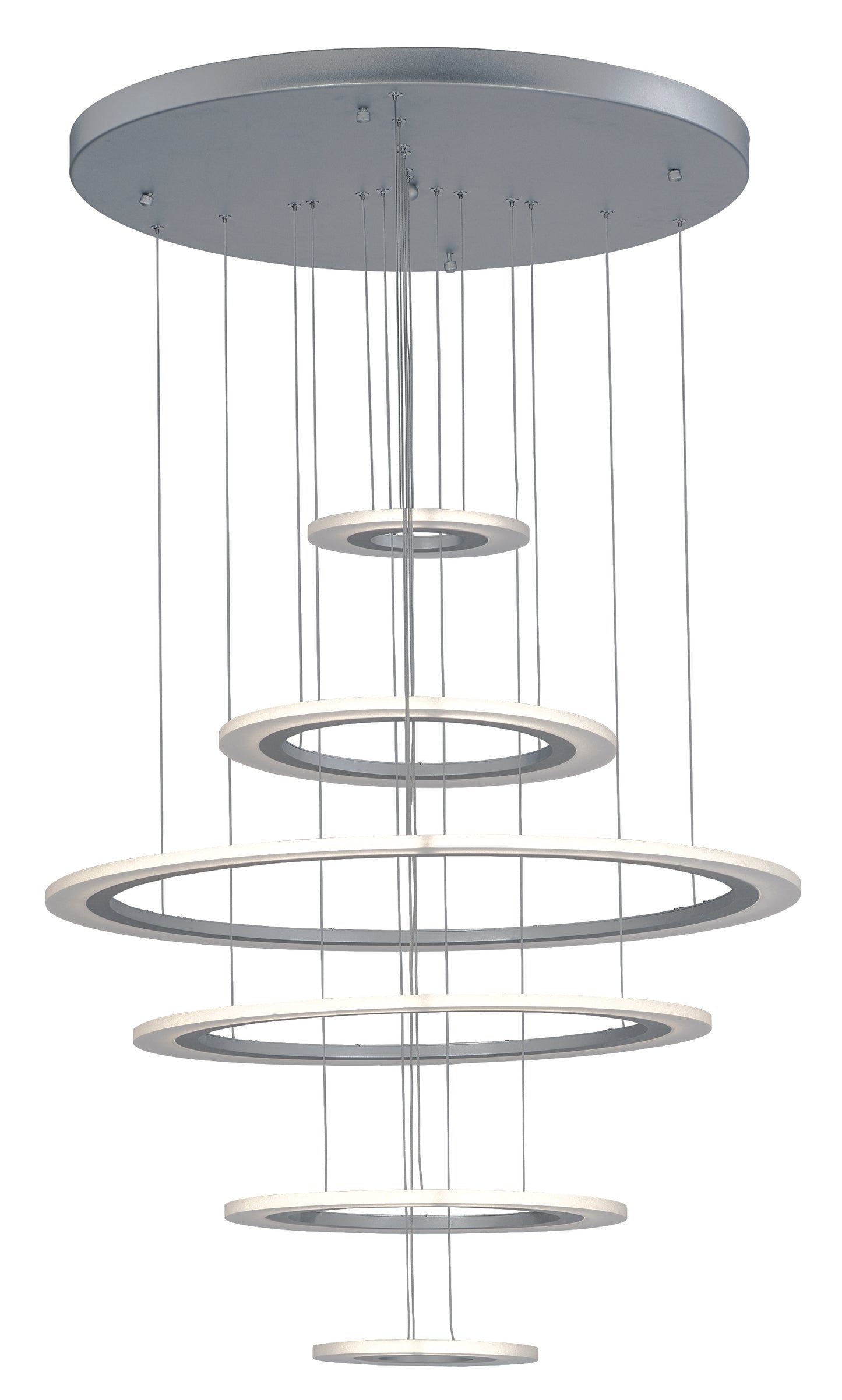 E22664-11MS - 6 Light Saturn II LED 30" Chandelier - Matte Silver