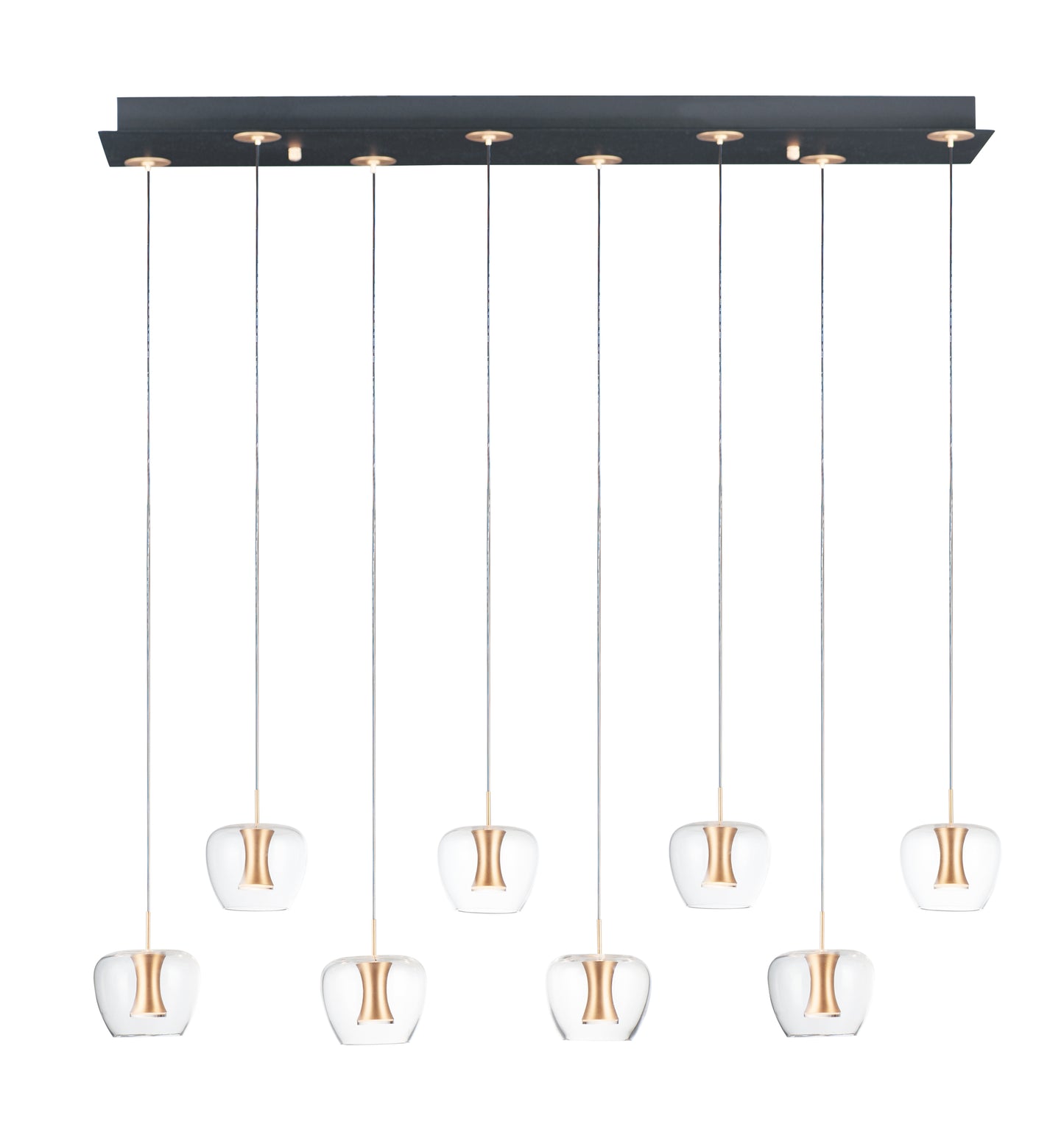 E24165-18BKGLD - 8 Light Newton 11" Chandelier - Black / Gold