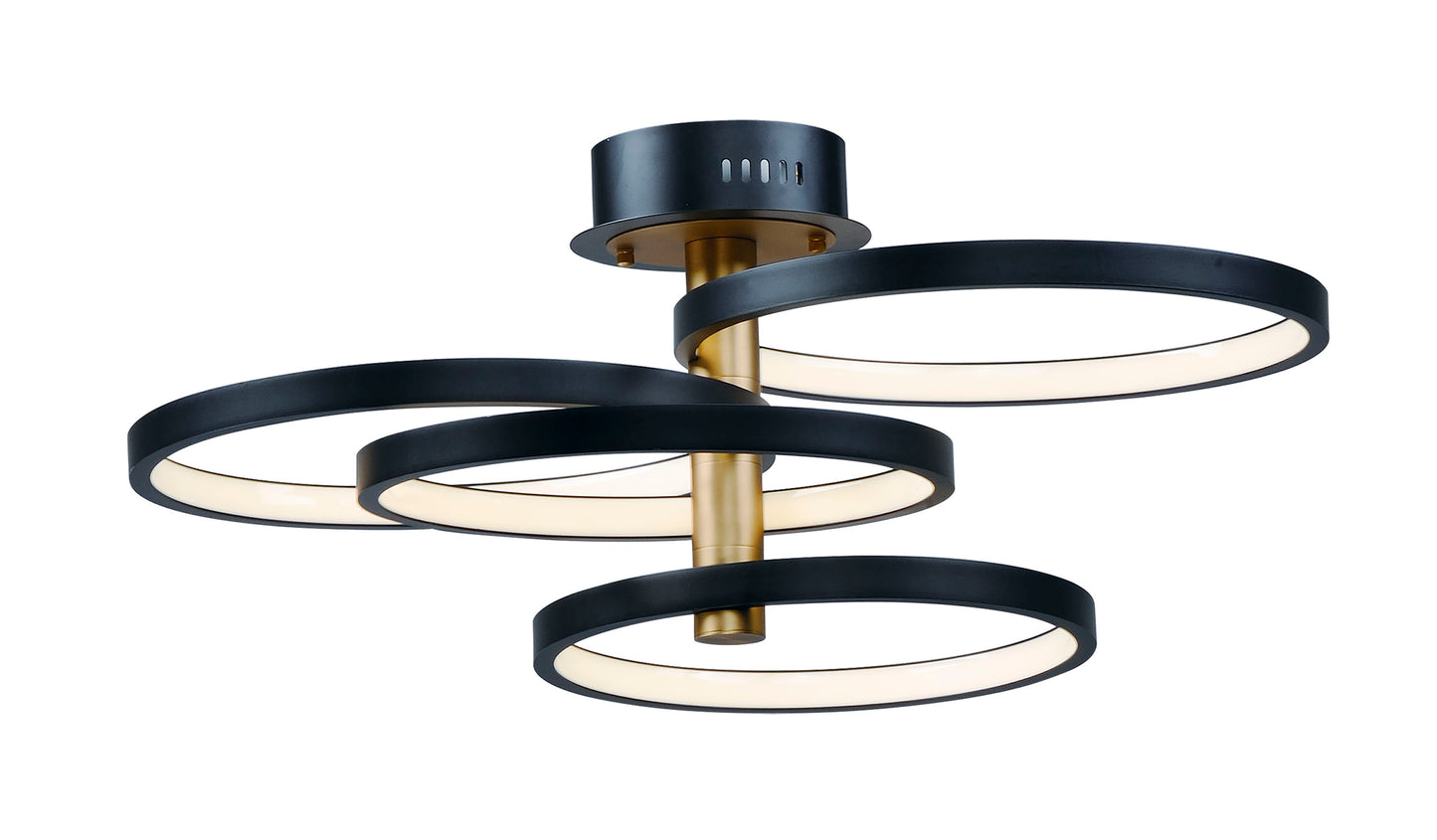 E24324-BKGLD - Hoopla 34" Chandelier - Black / Gold