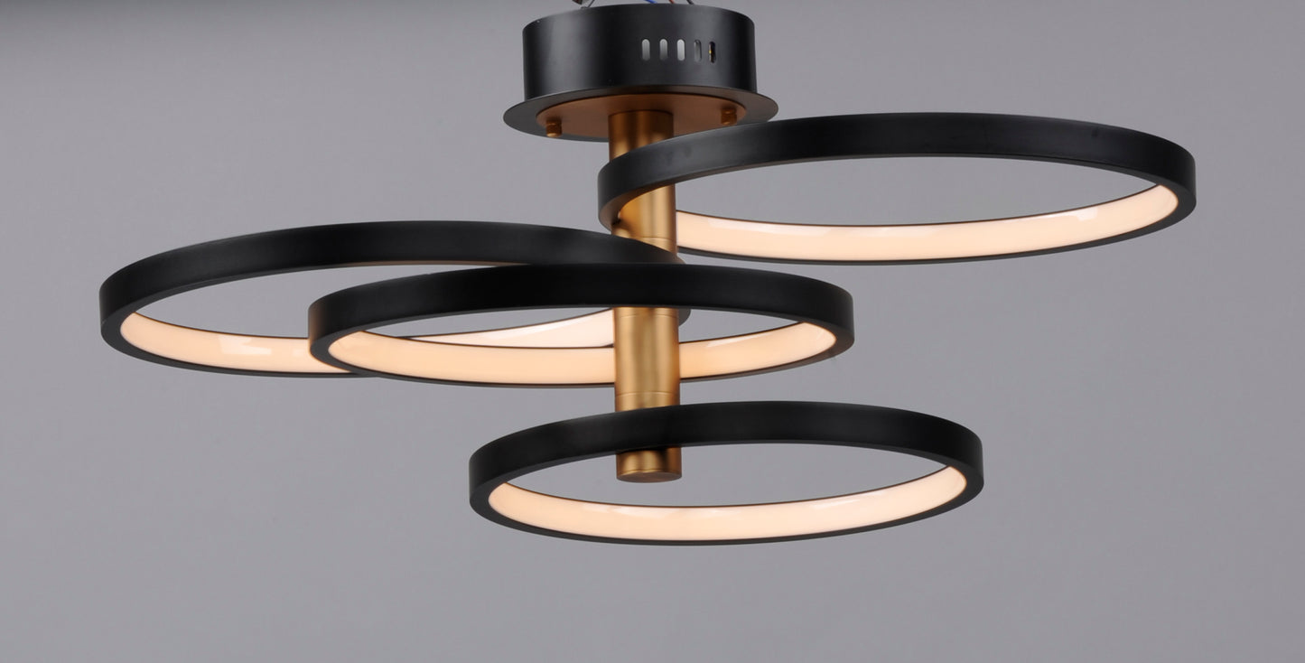 E24324-BKGLD - Hoopla 34" Chandelier - Black / Gold