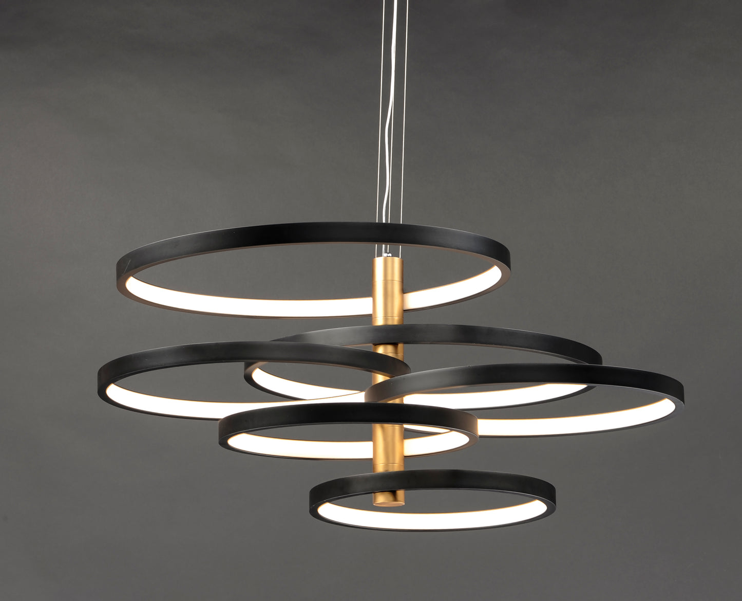 E24327-BKGLD - Hoopla 45" Chandelier - Black / Gold