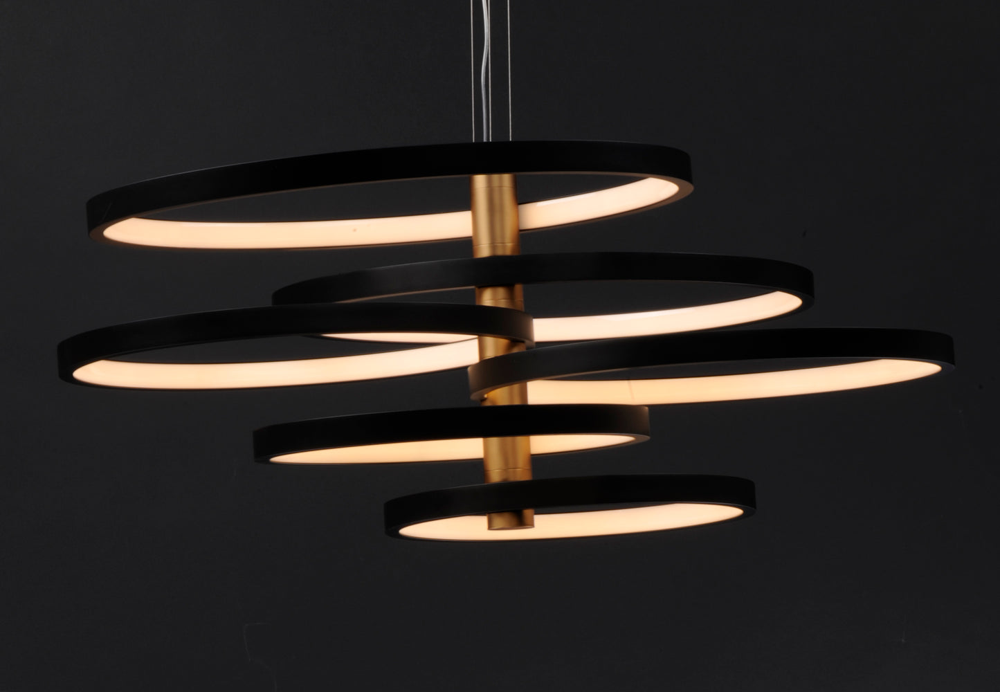 E24327-BKGLD - Hoopla 45" Chandelier - Black / Gold