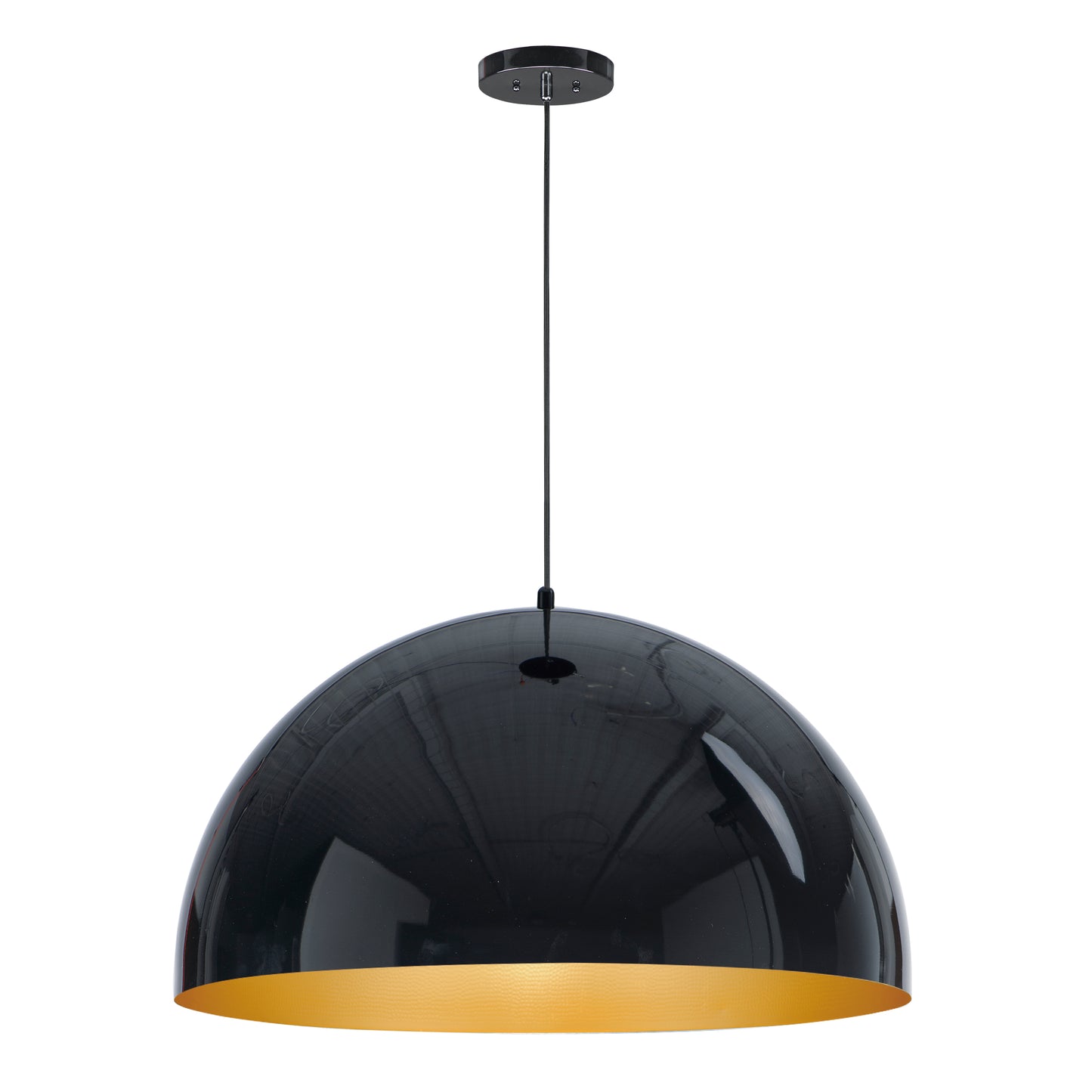 E24906-GBGLD - Hemisphere 31" Pendant - Gloss Black / Gold