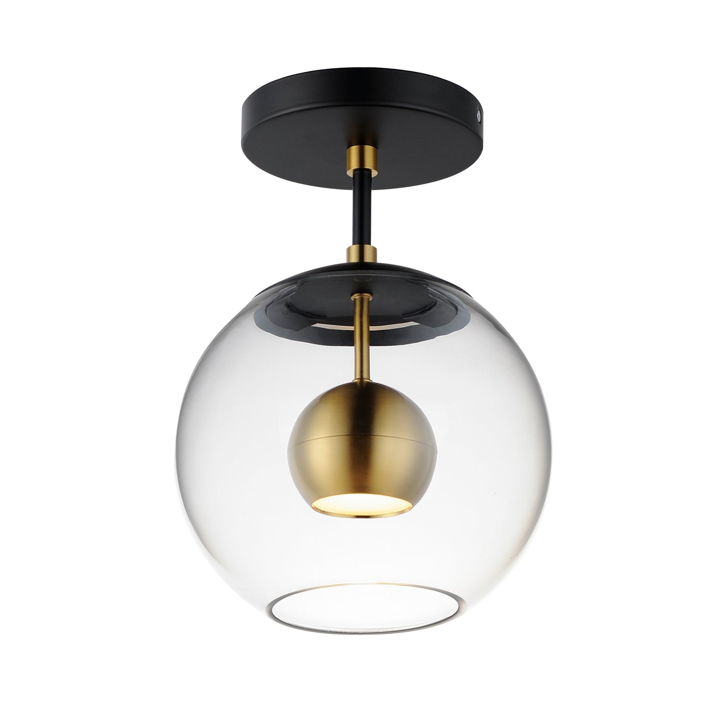 E25150-BKNAB - Nucleus 9" Flush Mount Ceiling Light - Black / Natural Aged Brass