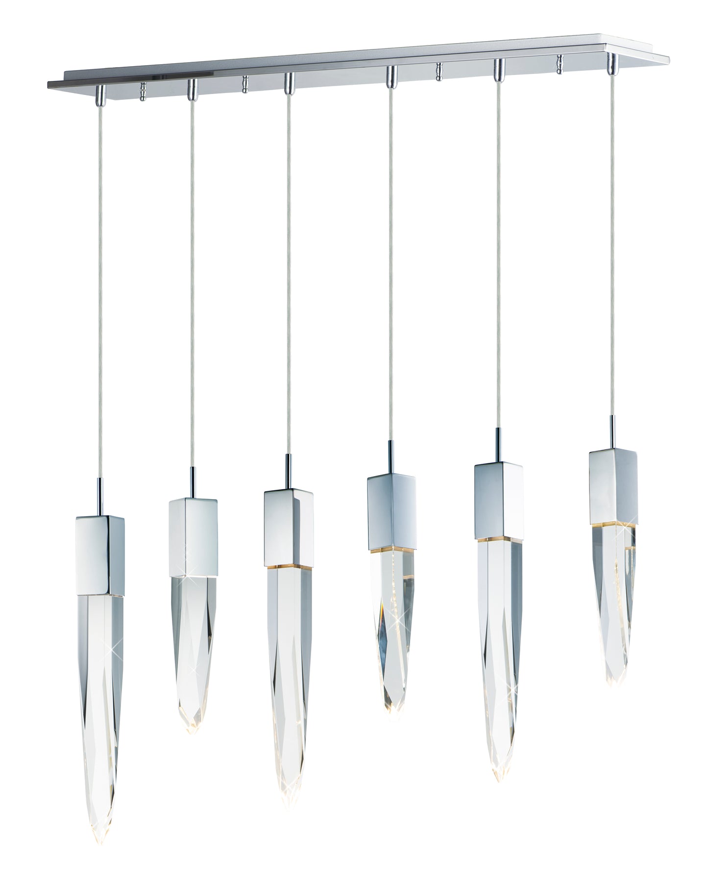 E31245-20PC - 6 Light Quartz 39" Chandelier - Polished Chrome