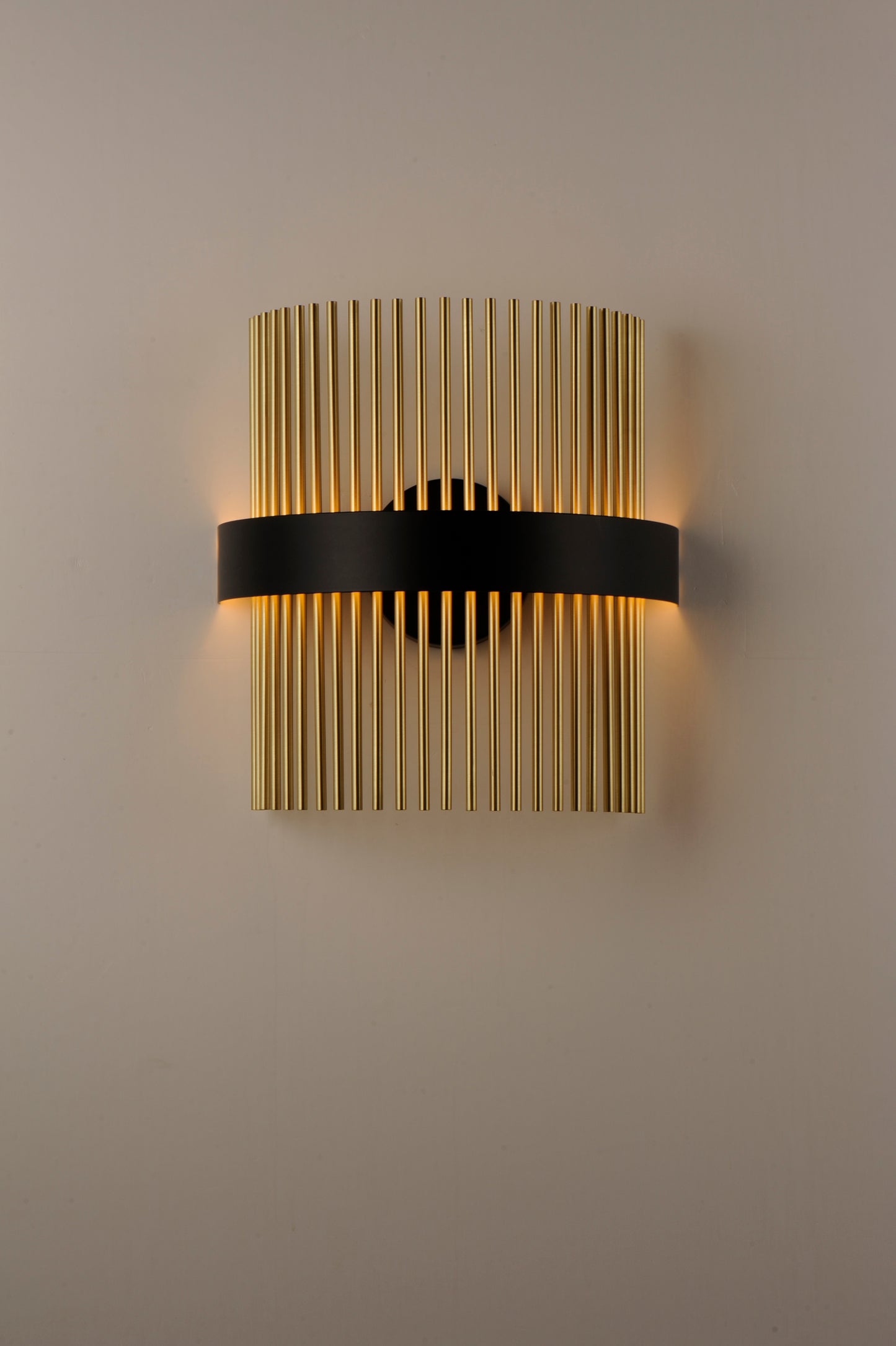 E34201-BKSBR - Chimes WiZ 15" Wall Sconce - Black / Satin Brass