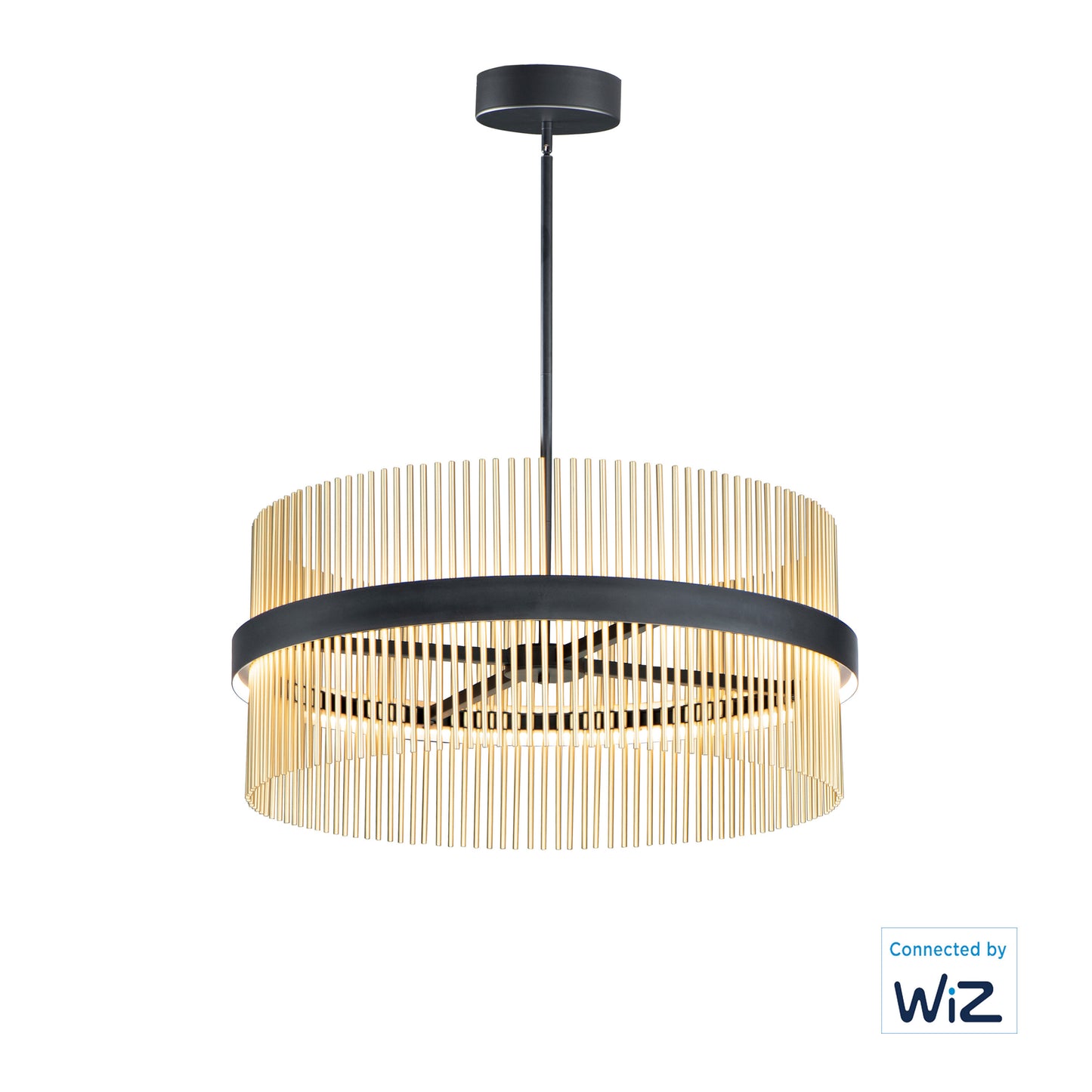 E34207-BKSBR - Chimes WiZ 34" Pendant - Black / Satin Brass