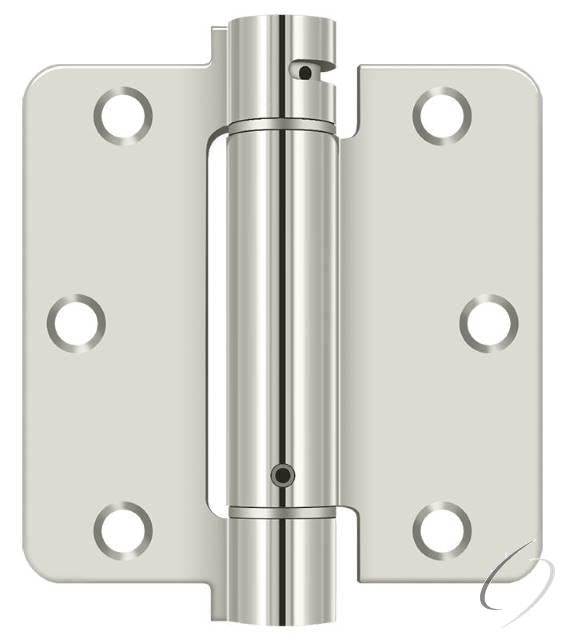 DSH35R414 3-1/2" x 3-1/2" x 1/4" Spring Hinge; Bright Nickel Finish