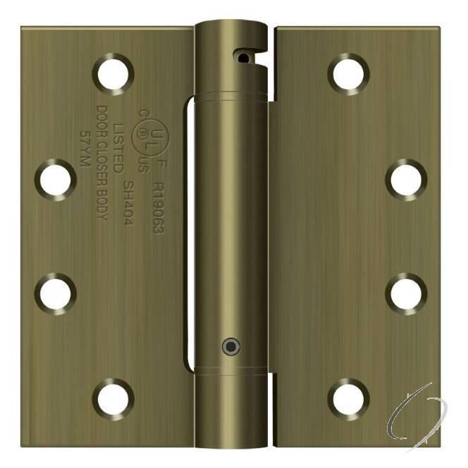 DSH45U5 4-1/2" x 4-1/2" Spring Hinge; Antique Brass Finish