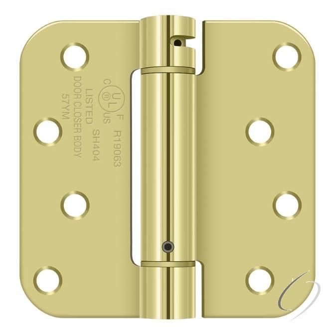 DSH4R53 4" x 4" 5/8" Radius Spring Hinge; Bright Brass Finish