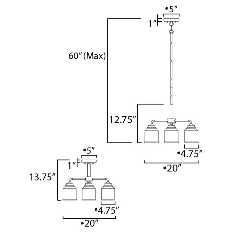 Maxim 12260CDBK - Acadia 3 Light 20" Chandelier