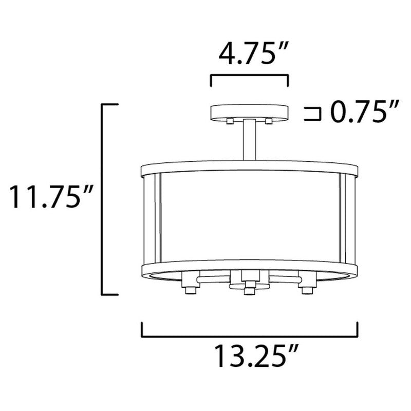 Maxim 25250CLBK - Sentinel 3 Light 13" Semi Flush Ceiling Light