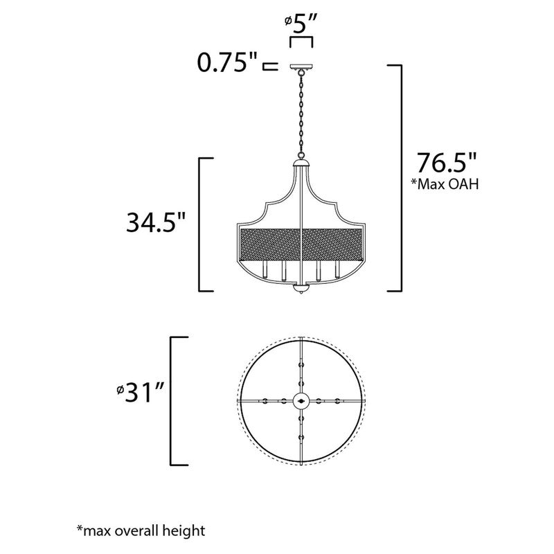 Maxim 25285WLBZAB - Savant 8 Light 35" Chandelier