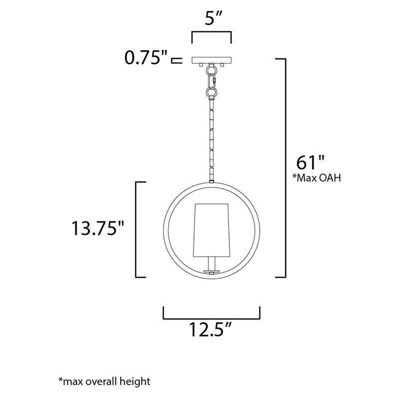 Maxim 25292OFNAB - Meridian 1 Light 14" Semi Flush Ceiling Light