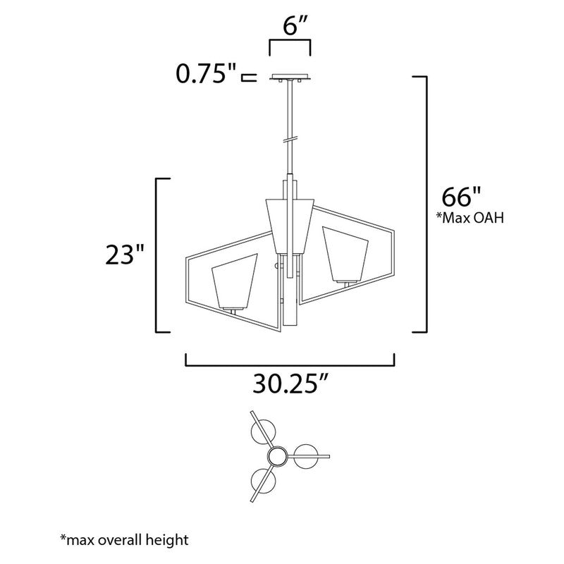 Maxim 26353SWGLDBK - Oblique 3 Light 30" Pendant