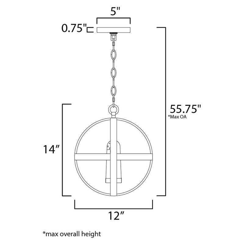 Maxim 27582CDAPBK - Compass 1 Light 14" Pendant