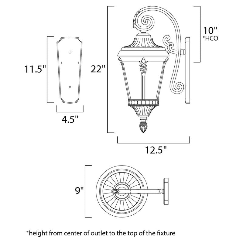 Maxim 3054WGBK - Sentry 1 Light 22" Wall Sconce