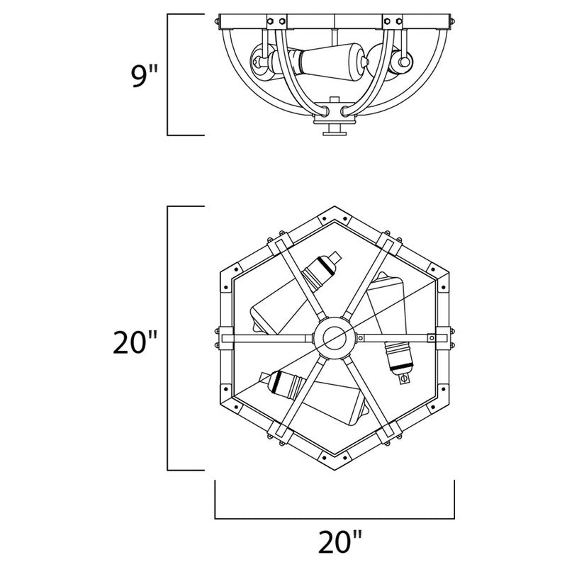 Maxim 20330WOBZ - Lodge 3 Light 20" Flush Mount