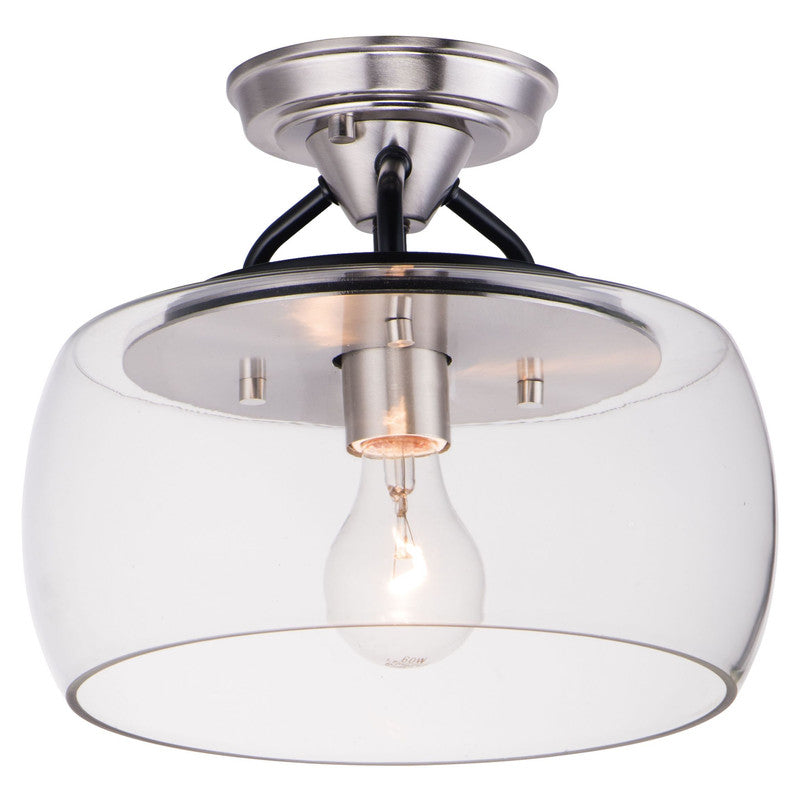 Maxim 26129CLBKSN - Goblet 1 Light 11" Semi Flush Ceiling Light