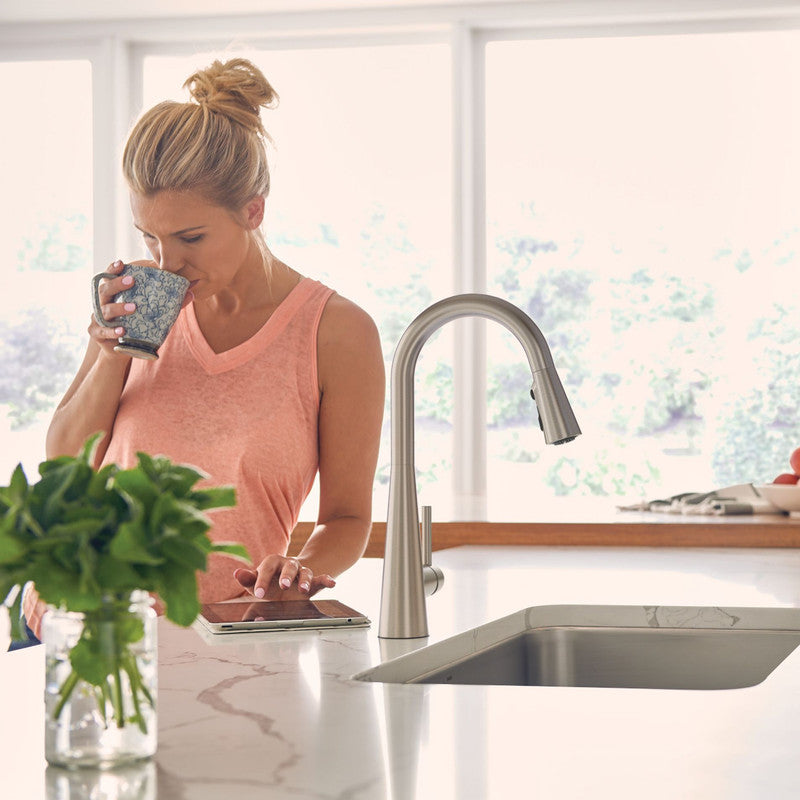 Sleek One-Handle High Arc Pulldown Kitchen Faucet