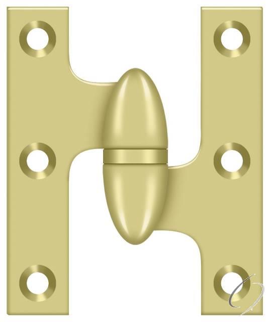 OK2520U3-R 2-1/2" x 2" Olive Knuckle Hinge; Bright Brass Finish