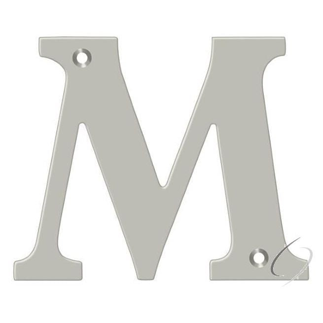 RL4M-15 4" Residential Letter M; Satin Nickel Finish