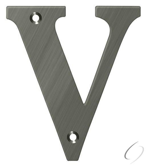 RL4V-15A 4" Residential Letter V; Antique Nickel Finish