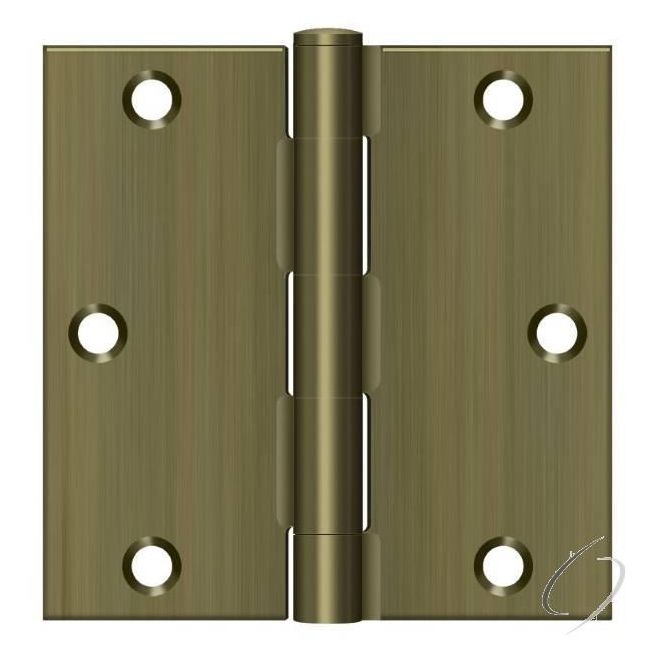 S35U5-R 3-1/2" x 3-1/2" Square Hinge; Antique Brass Finish