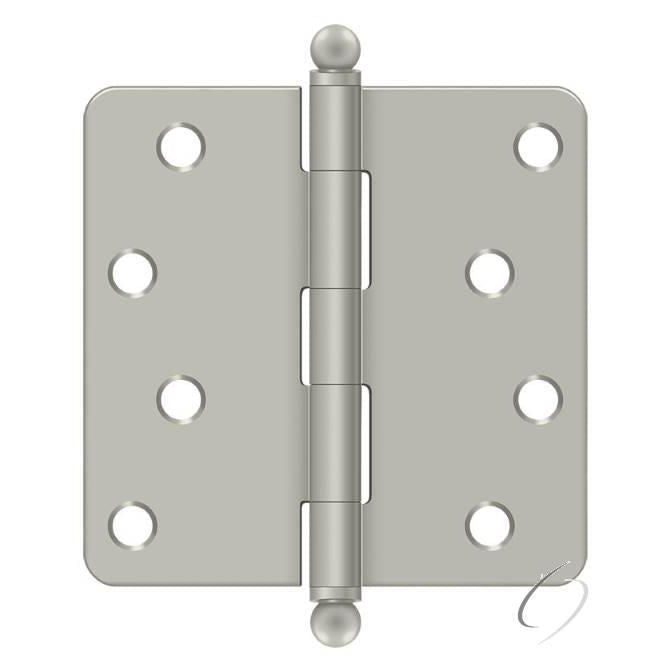 S44R415-BT 4" x 4" x 1/4" Radius Hinge; with Ball Tips; Satin Nickel Finish