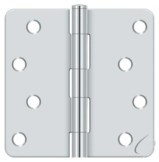 S44R426 4" x 4" x 1/4" Radius Hinge; Bright Chrome Finish