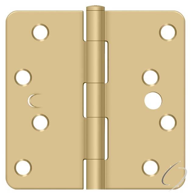 S44R44S 4" x 4" x 1/4" Radius Hinge; Satin Brass Finish