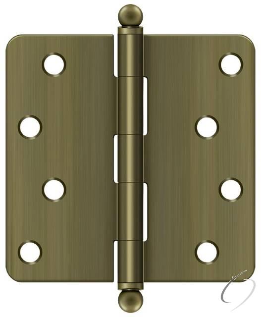 S44R45-BT 4" x 4" x 1/4" Radius Hinge; with Ball Tips; Antique Brass Finish