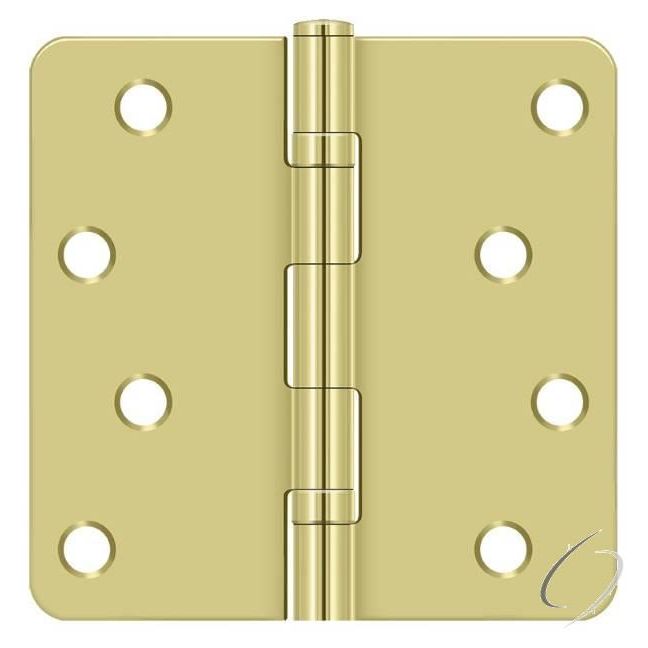 S44R4BB3 4" x 4" x 1/4" Radius Hinge; Ball Bearings; Bright Brass Finish