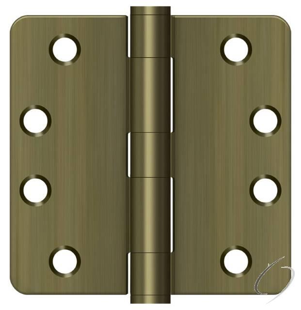 S44R4Heavy Duty5 4" x 4" x 1/4" Radius Hinge; Heavy Duty; Antique Brass Finish