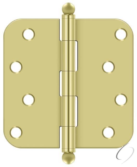 S44R53-BT 4" x 4" x 5/8" Radius Hinge; with Ball Tips; Bright Brass Finish