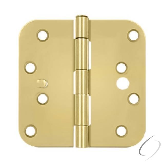 S44R53-SEC 4" x 4" x 5/8" Radius Hinge; Security; Bright Brass Finish