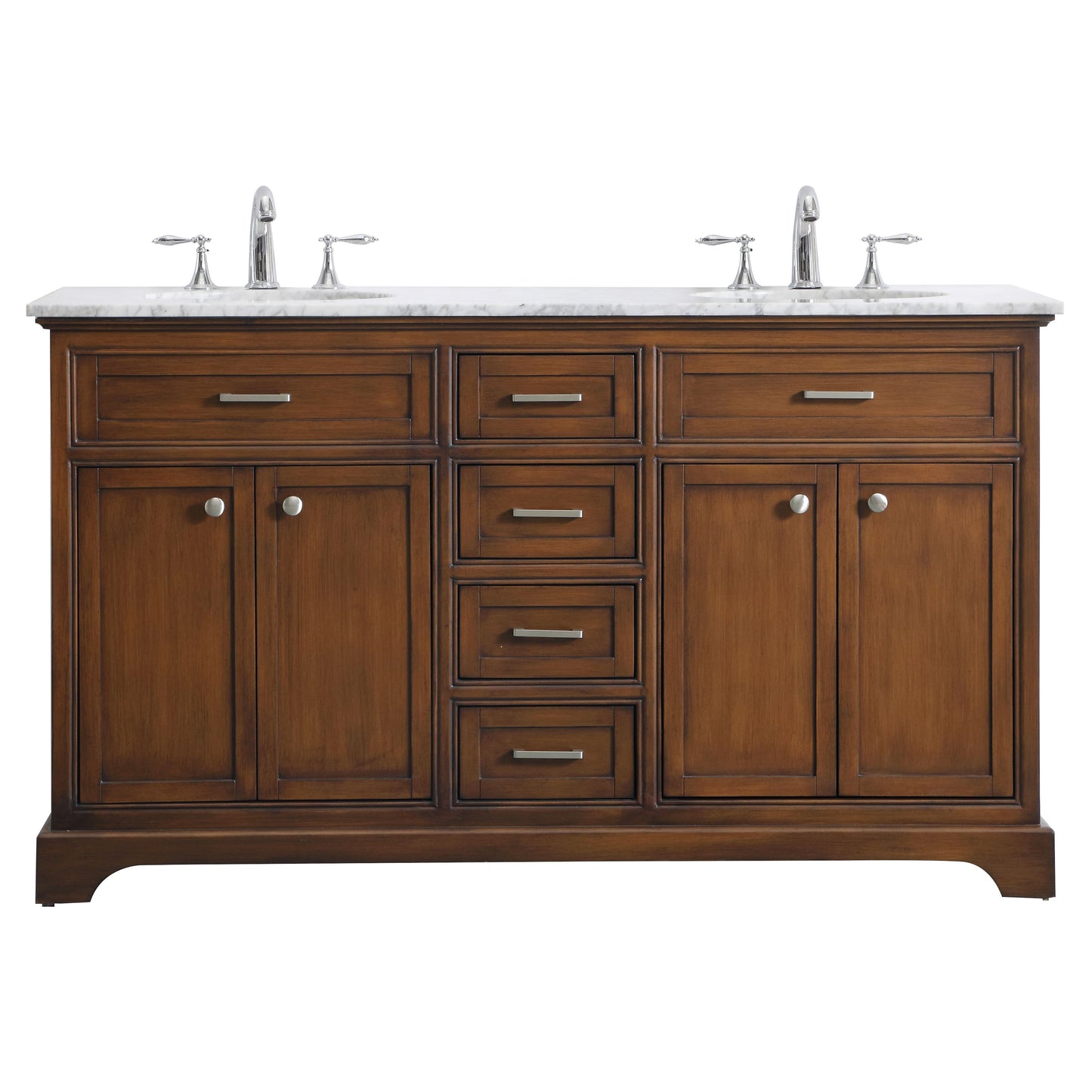 VF15060DTK 60" Double Bathroom Vanity Set in Teak