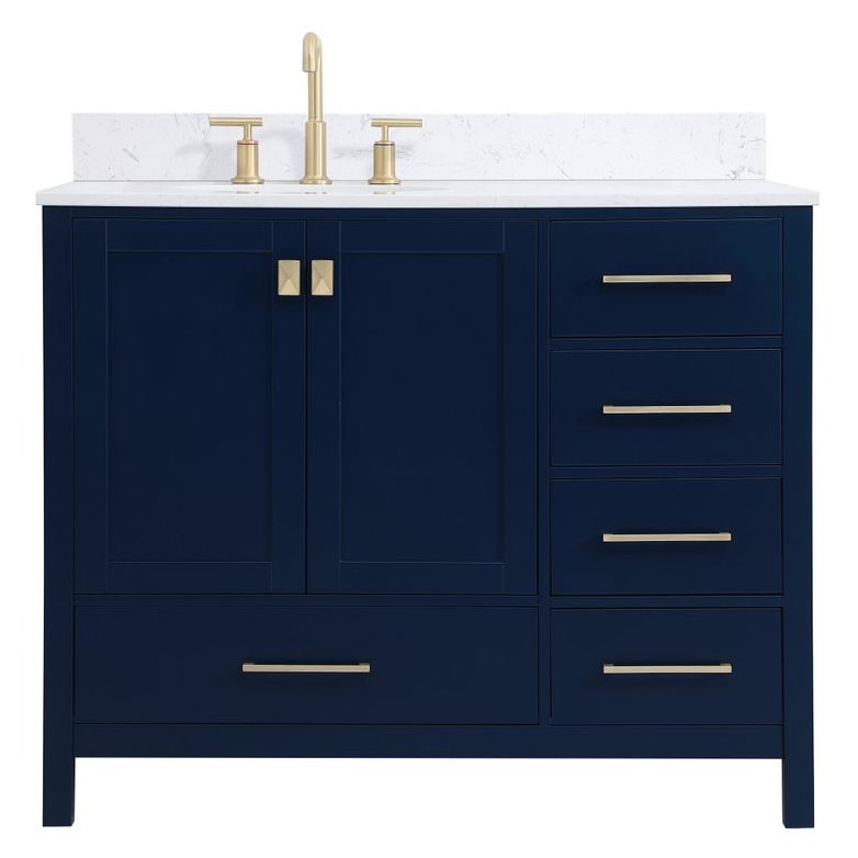 VF18842BL-BS 42" Single Bathroom Vanity in Blue With Backsplash