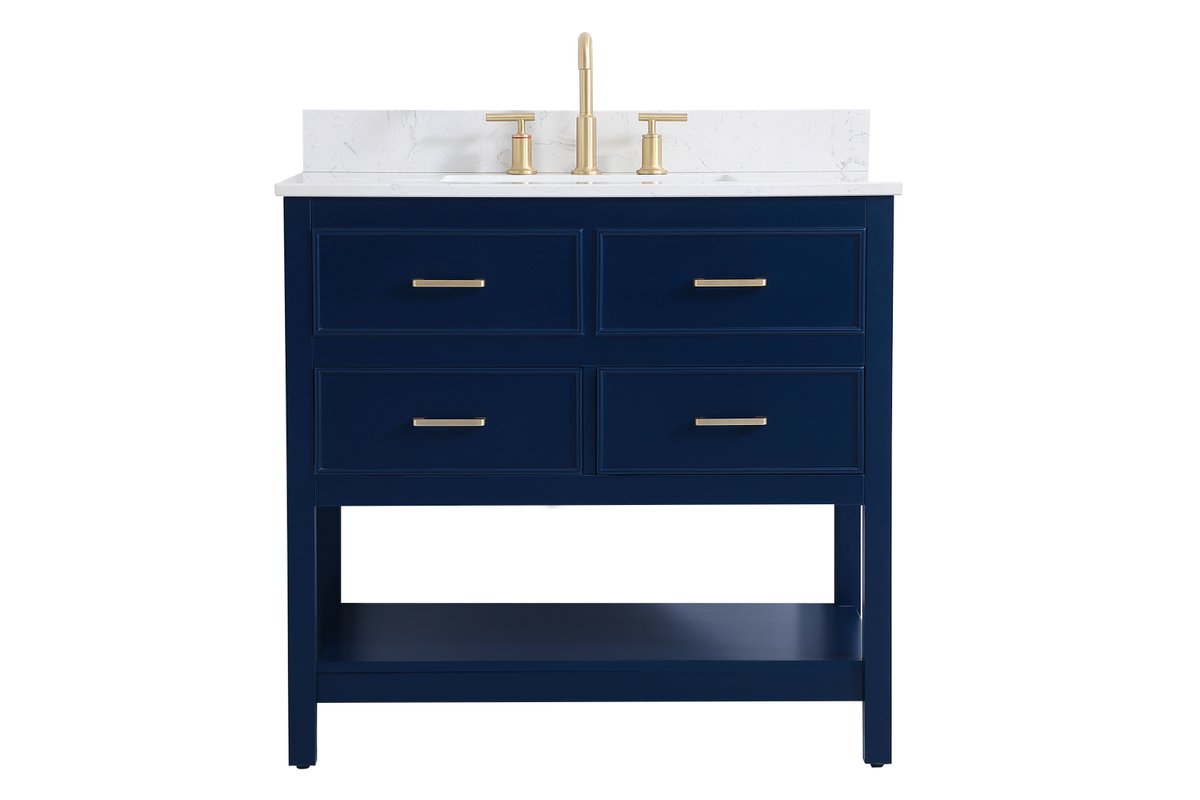 VF19036BL-BS 36" Single Bathroom Vanity in Blue With Backsplash