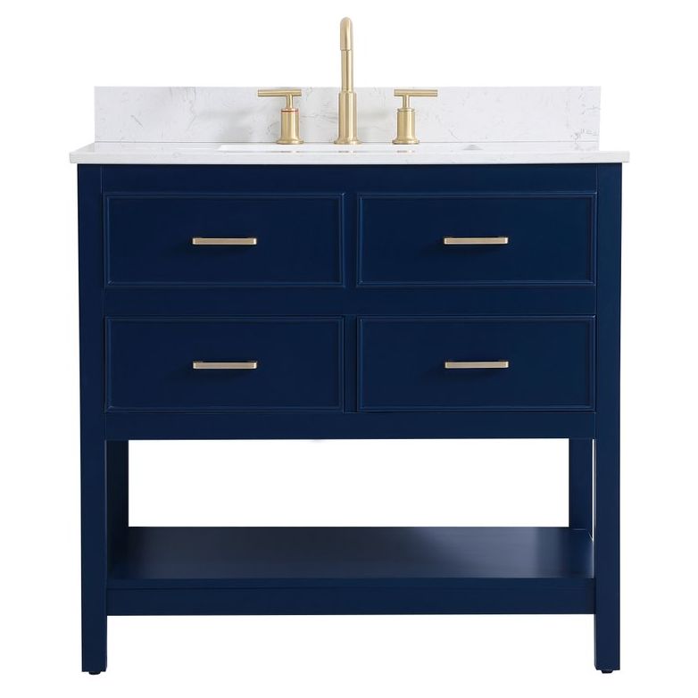 VF19036BL-BS 36" Single Bathroom Vanity in Blue With Backsplash